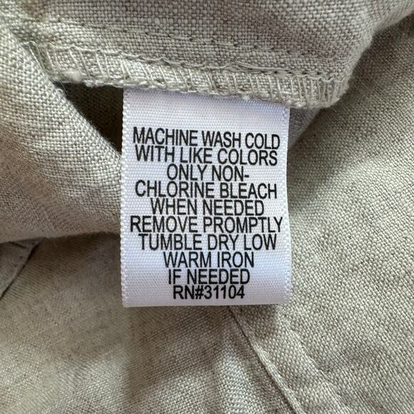 Kim Rogers Linen Shirt Petite L Oatmeal Pintuck Button Front Pockets Casual - Picture 9 of 10